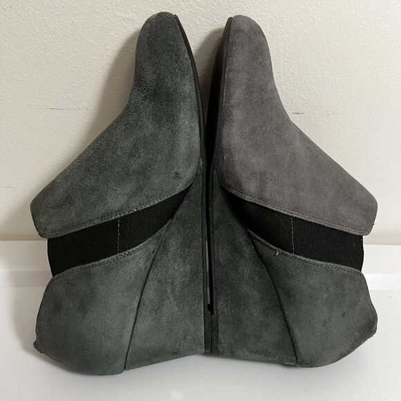 Vionic Wedge Stanton Pull On Gray Suede Comfort Orthotic Ankle Bootie Sz‎ 9 - Picture 2 of 6